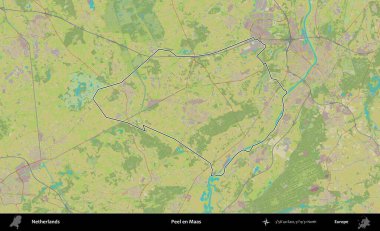 Peel en Maas. Hollanda 'nın idari alanı Topografik İnsani Stil Haritası' nda özetlenmiştir