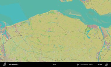 Sluis. Topografik İnsani Yardım Stili Haritasında Hollanda 'nın idari alanı