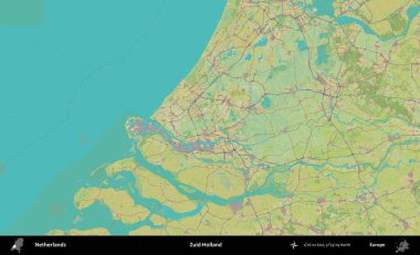 Zuid-Holland. Topografik İnsani Yardım Stili Haritasında Hollanda 'nın idari alanı