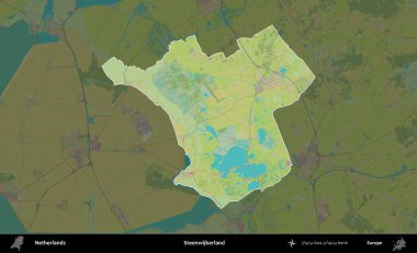 Steenwijkerland 'da. Hollanda 'nın idari alanı karartılmış Topografik İnsani Yardım Stili Haritasında vurgulandı ve özetlendi