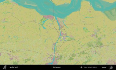 Terneuzen. Topografik İnsani Yardım Stili Haritasında Hollanda 'nın idari alanı
