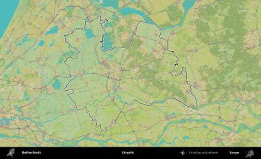 Utrecht. Hollanda 'nın idari alanı Topografik İnsani Stil Haritası' nda özetlenmiştir