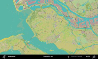 Voorne aan Zee. Topografik İnsani Yardım Stili Haritasında Hollanda 'nın idari alanı