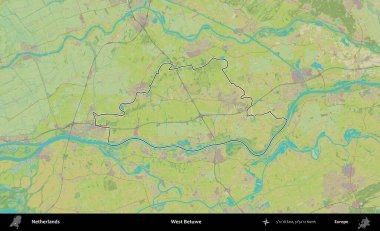 Batı Betuwe. Hollanda 'nın idari alanı Topografik İnsani Stil Haritası' nda özetlenmiştir