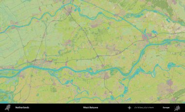 Batı Betuwe. Topografik İnsani Yardım Stili Haritasında Hollanda 'nın idari alanı