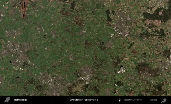 Dinkelland. Şubat 2019 'da çekilen Kopernik Nöbetçi karolarından oluşan uydu görüntüsü üzerinde Hollanda' nın idari bölgesi