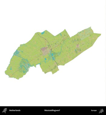 Weststellingwerf. Hollanda 'nın idari bölgesi Topografik İnsani Stil Haritasında beyaza izole edildi