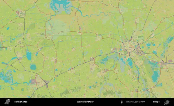 Daha batılı. Topografik İnsani Yardım Stili Haritasında Hollanda 'nın idari alanı