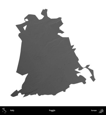 Sis. İtalya 'nın idari bölgesi gri ölçekli yükseklik haritasında beyaza izole edildi