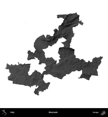Tek gerçek. İtalya 'nın idari bölgesi gri ölçekli yükseklik haritasında beyaza izole edildi