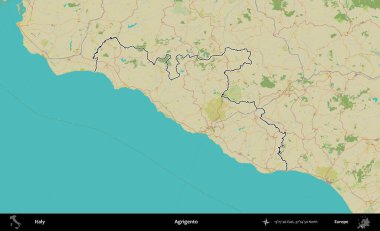 Agrigento. İtalya 'nın idari bölgesi Topografik İnsani Stil Haritası' nda özetlendi