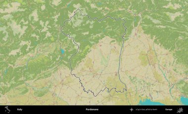 Pordenone. İtalya 'nın idari bölgesi Topografik İnsani Stil Haritası' nda özetlendi
