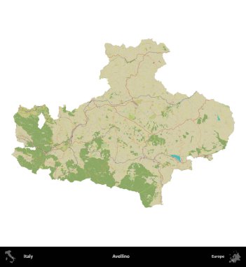 Avellino. İtalya 'nın idari bölgesi Topografik İnsani Stil Haritasında beyaza izole edildi