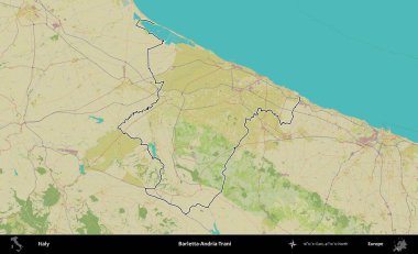Barletta-Andria-Trani. İtalya 'nın idari bölgesi Topografik İnsani Stil Haritası' nda özetlendi