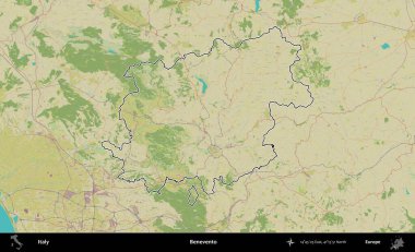 Benevento. İtalya 'nın idari bölgesi Topografik İnsani Stil Haritası' nda özetlendi