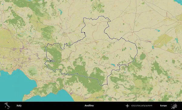 Avellino. İtalya 'nın idari bölgesi Topografik İnsani Stil Haritası' nda özetlendi