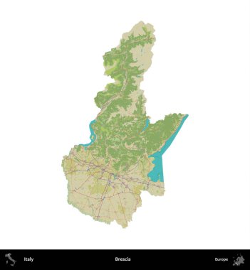 Brescia 'da. İtalya 'nın idari bölgesi Topografik İnsani Stil Haritasında beyaza izole edildi