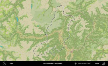 Burggrafenamt - Burgraviato. İtalya 'nın idari bölgesi Topografik İnsani Stil Haritası' nda özetlendi