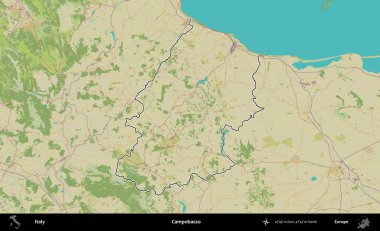 Campobasso. İtalya 'nın idari bölgesi Topografik İnsani Stil Haritası' nda özetlendi