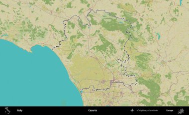 Caserta. İtalya 'nın idari bölgesi Topografik İnsani Stil Haritası' nda özetlendi