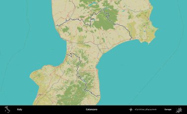 Katanzaro. İtalya 'nın idari bölgesi Topografik İnsani Stil Haritası' nda özetlendi