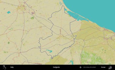 Cerignola. İtalya 'nın idari bölgesi Topografik İnsani Stil Haritası' nda özetlendi