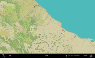 Chieti. İtalya 'nın idari bölgesi Topografik İnsani Stil Haritası' nda özetlendi