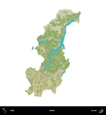 Como. İtalya 'nın idari bölgesi Topografik İnsani Stil Haritasında beyaza izole edildi