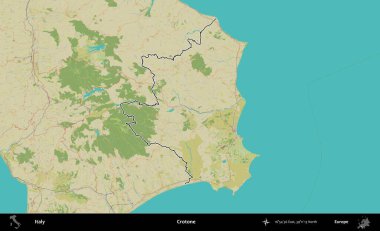 Crotone. İtalya 'nın idari bölgesi Topografik İnsani Stil Haritası' nda özetlendi