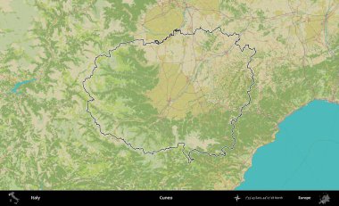 Cuneo. İtalya 'nın idari bölgesi Topografik İnsani Stil Haritası' nda özetlendi