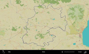 Enna. İtalya 'nın idari bölgesi Topografik İnsani Stil Haritası' nda özetlendi