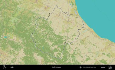 Forli-Cesena. İtalya 'nın idari bölgesi Topografik İnsani Stil Haritası' nda özetlendi