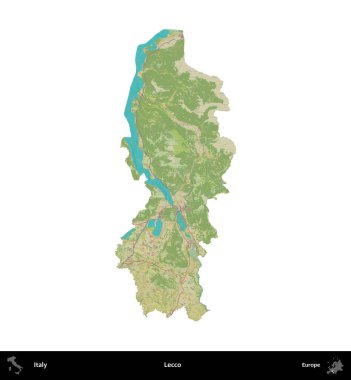- Lecco. İtalya 'nın idari bölgesi Topografik İnsani Stil Haritasında beyaza izole edildi
