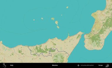 Messina. İtalya 'nın idari bölgesi Topografik İnsani Stil Haritası' nda özetlendi