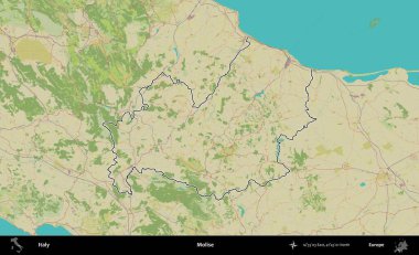 Molise. İtalya 'nın idari bölgesi Topografik İnsani Stil Haritası' nda özetlendi
