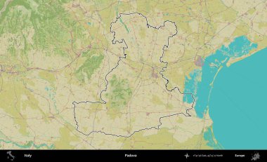 Padova. İtalya 'nın idari bölgesi Topografik İnsani Stil Haritası' nda özetlendi