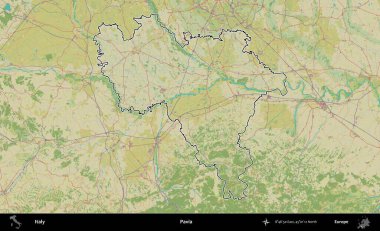 Pavia. İtalya 'nın idari bölgesi Topografik İnsani Stil Haritası' nda özetlendi