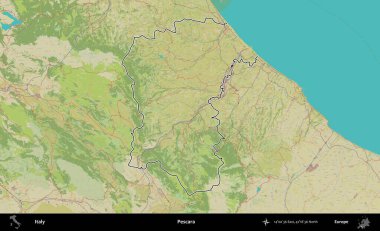 Pescara 'da. İtalya 'nın idari bölgesi Topografik İnsani Stil Haritası' nda özetlendi