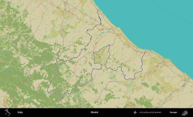 Rimini. İtalya 'nın idari bölgesi Topografik İnsani Stil Haritası' nda özetlendi