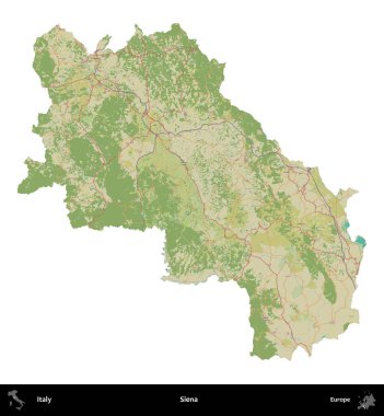 Siena. İtalya 'nın idari bölgesi Topografik İnsani Stil Haritasında beyaza izole edildi
