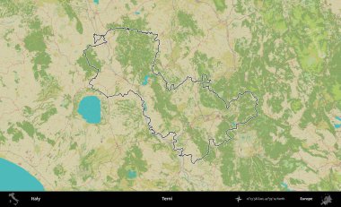 Terni. İtalya 'nın idari bölgesi Topografik İnsani Stil Haritası' nda özetlendi
