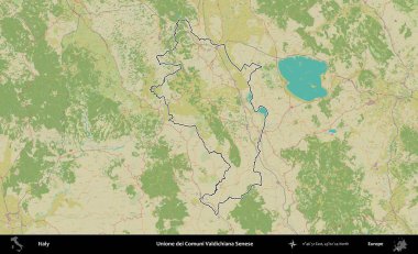 Tek dei Comuni Valdichiana Senese. İtalya 'nın idari bölgesi Topografik İnsani Stil Haritası' nda özetlendi