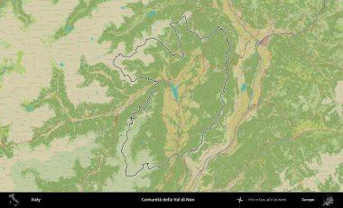 Comunita della Val di Non. İtalya 'nın idari bölgesi Topografik İnsani Stil Haritası' nda özetlendi