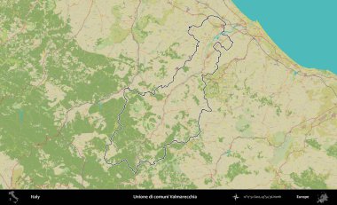 Unione di comuni Valmarecchia. İtalya 'nın idari bölgesi Topografik İnsani Stil Haritası' nda özetlendi