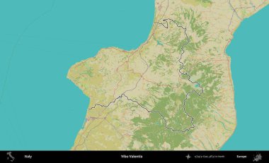 Vibo Valentia. İtalya 'nın idari bölgesi Topografik İnsani Stil Haritası' nda özetlendi