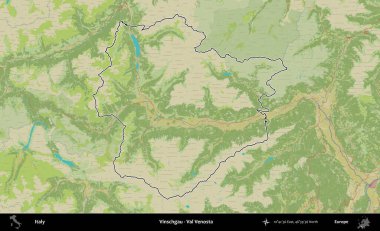 Vinschgau - Val Venosta. İtalya 'nın idari bölgesi Topografik İnsani Stil Haritası' nda özetlendi