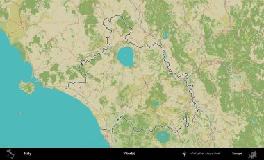 Viterbo. İtalya 'nın idari bölgesi Topografik İnsani Stil Haritası' nda özetlendi