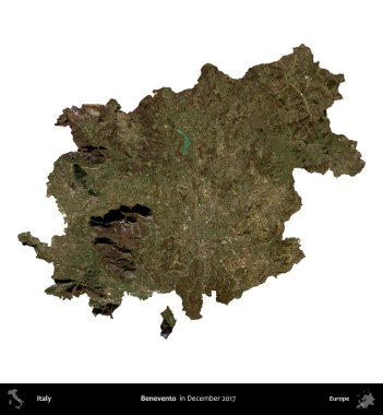 Benevento. İtalya 'nın idari bölgesi, Aralık 2017' de çekilen Kopernik Nöbetçi karolarından oluşan bir uydu görüntüsü ile beyaza izole edildi.