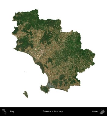 İğrençsin. İtalya 'nın idari bölgesi, Haziran 2019' da çekilen Kopernik Nöbetçi karolarından oluşan bir uydu görüntüsüyle beyaza izole edildi.