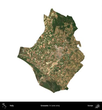 İğrençsin. İtalya 'nın idari bölgesi, Haziran 2019' da çekilen Kopernik Nöbetçi karolarından oluşan bir uydu görüntüsüyle beyaza izole edildi.